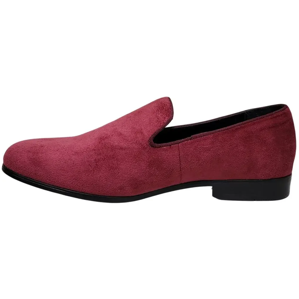 Alfani Men Zion Slip On Smoking Loafers Size US 8.5M Burgundy Purple Microsuede